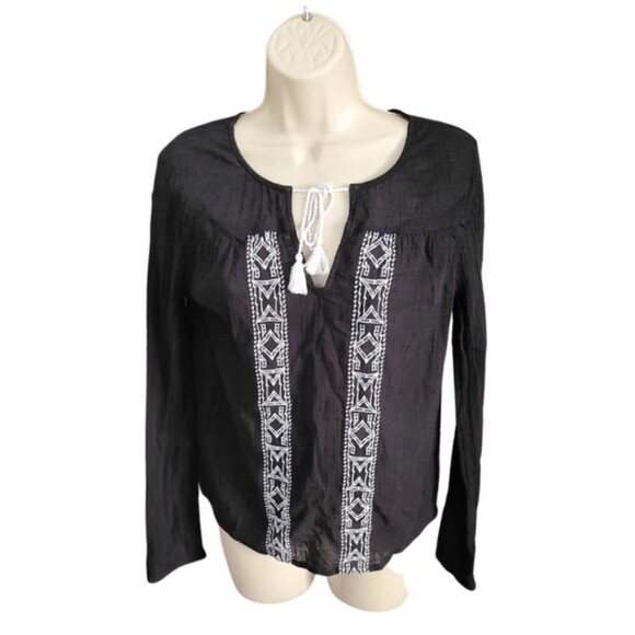 Decree NWT Black Long Sleeve Blouse Size Medium - Picture 1 of 3